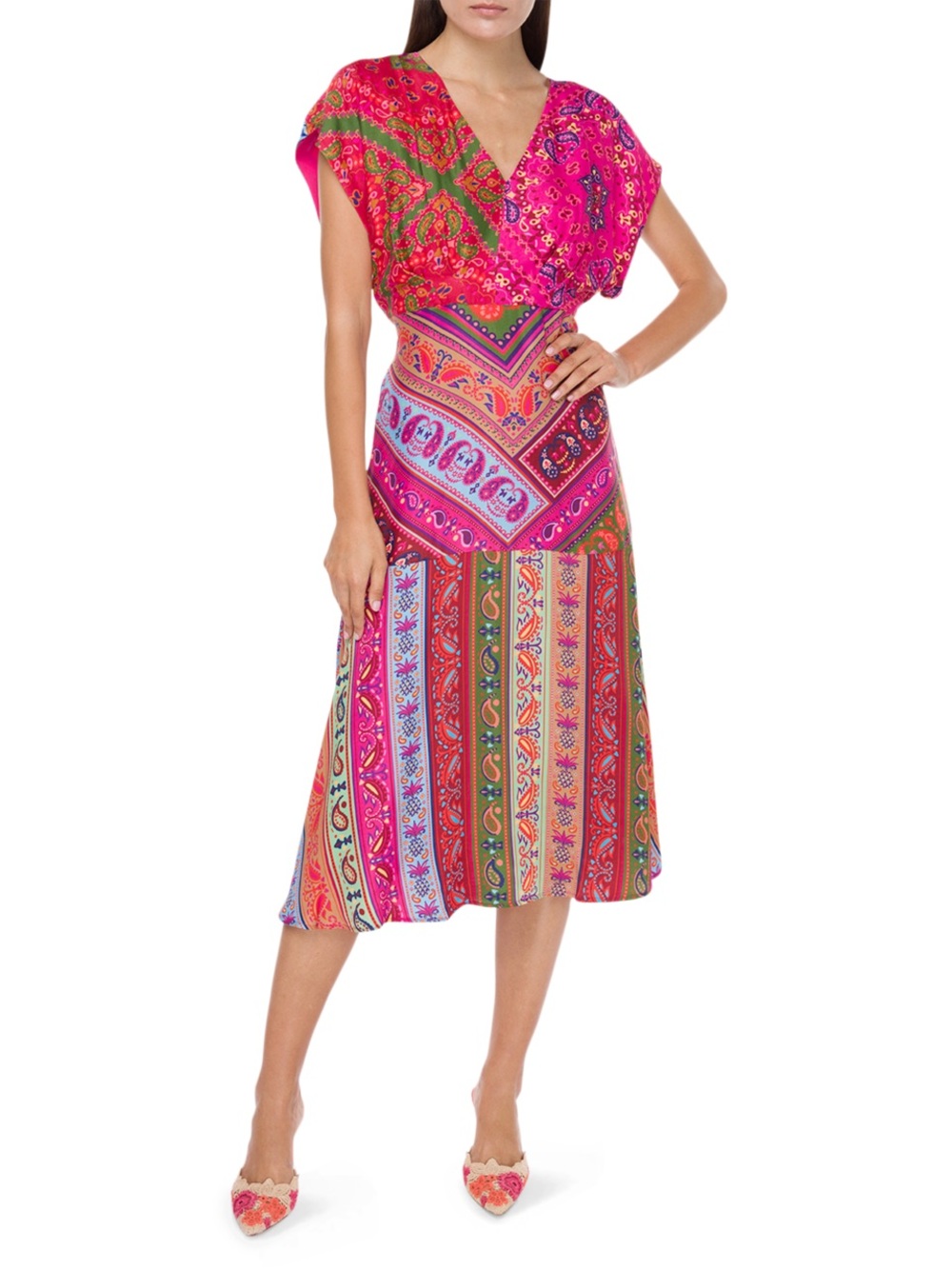 Farm Rio Colorful Bandana Waist Binding Midi Dress